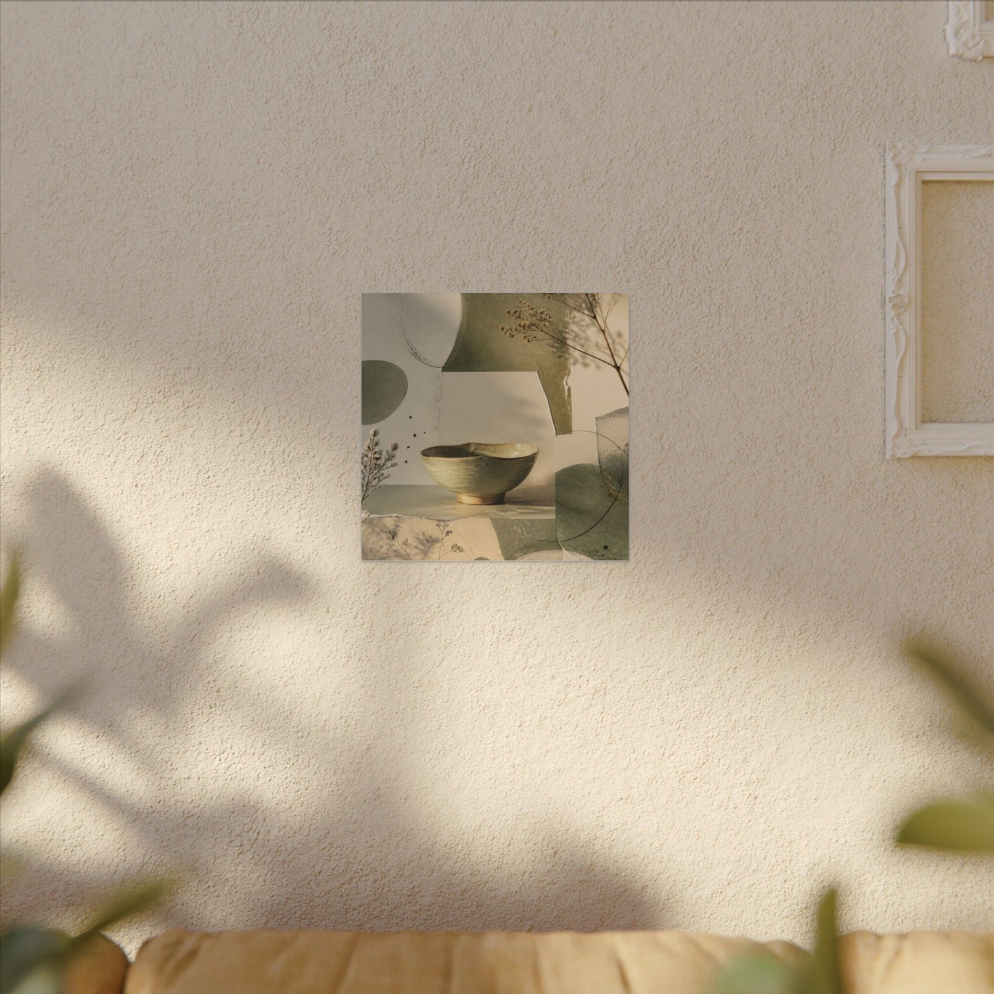 Warm Ceramic Bowl Canvas Art - Minimal Line Japandi