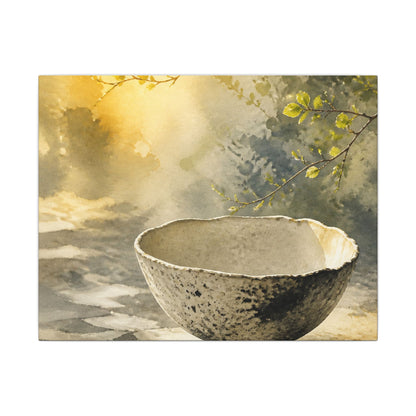 Cozy Ceramic Bowl Canvas Art - Watercolor Japandi