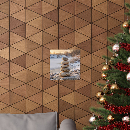 Winter River Stones Japanese Pattern Wall Art Print | Warm Decor