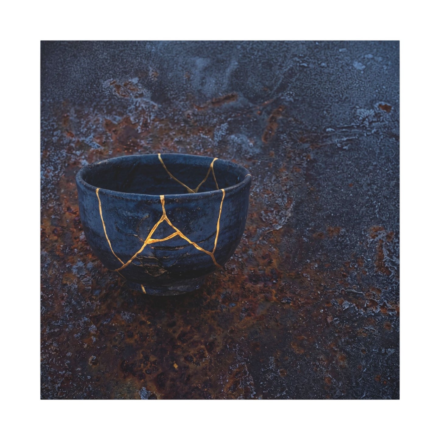 Rust Patina Winter Canvas Art | Kintsugi Healing Design