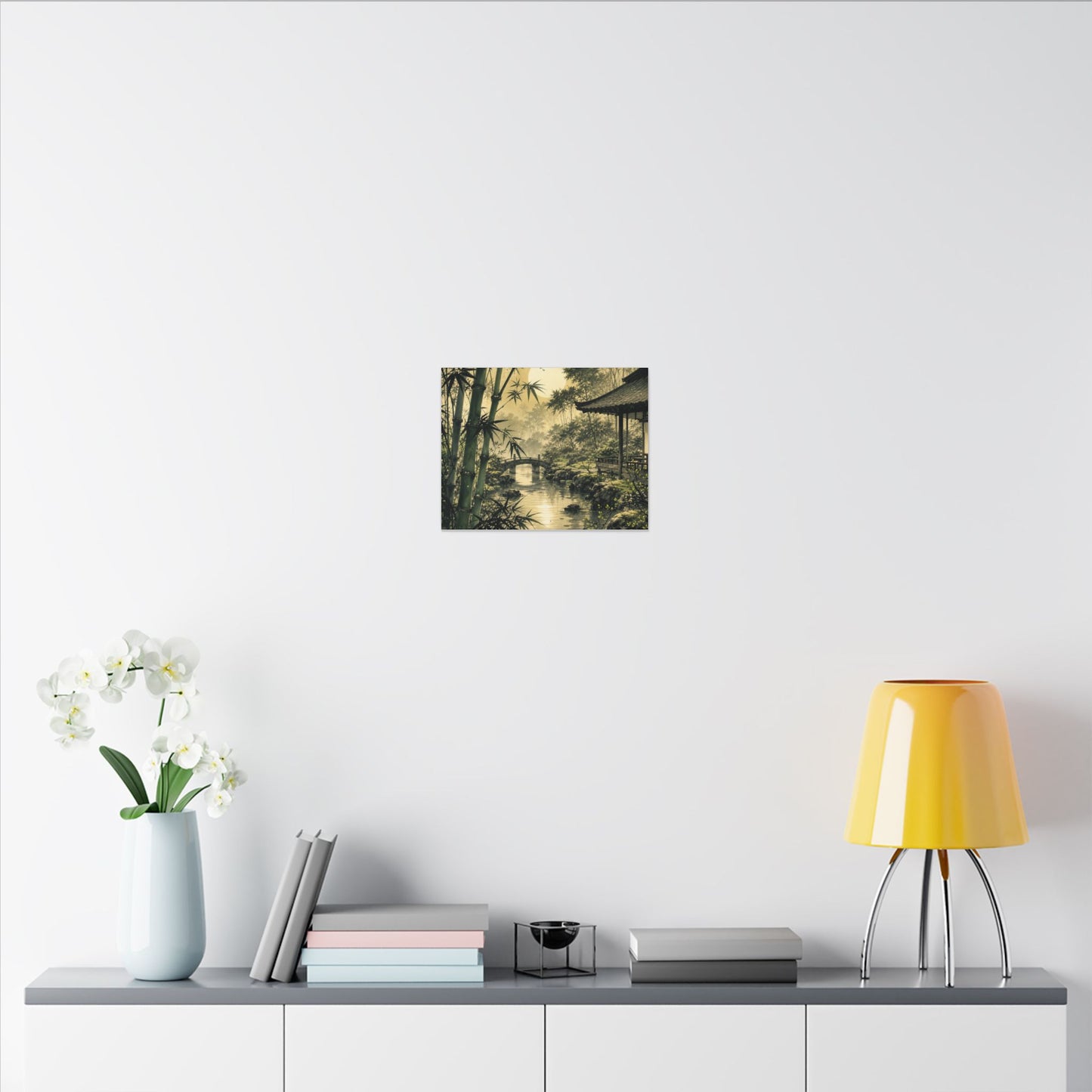 Moonlit Garden Sumi E Canvas Art | Calm Zen Art