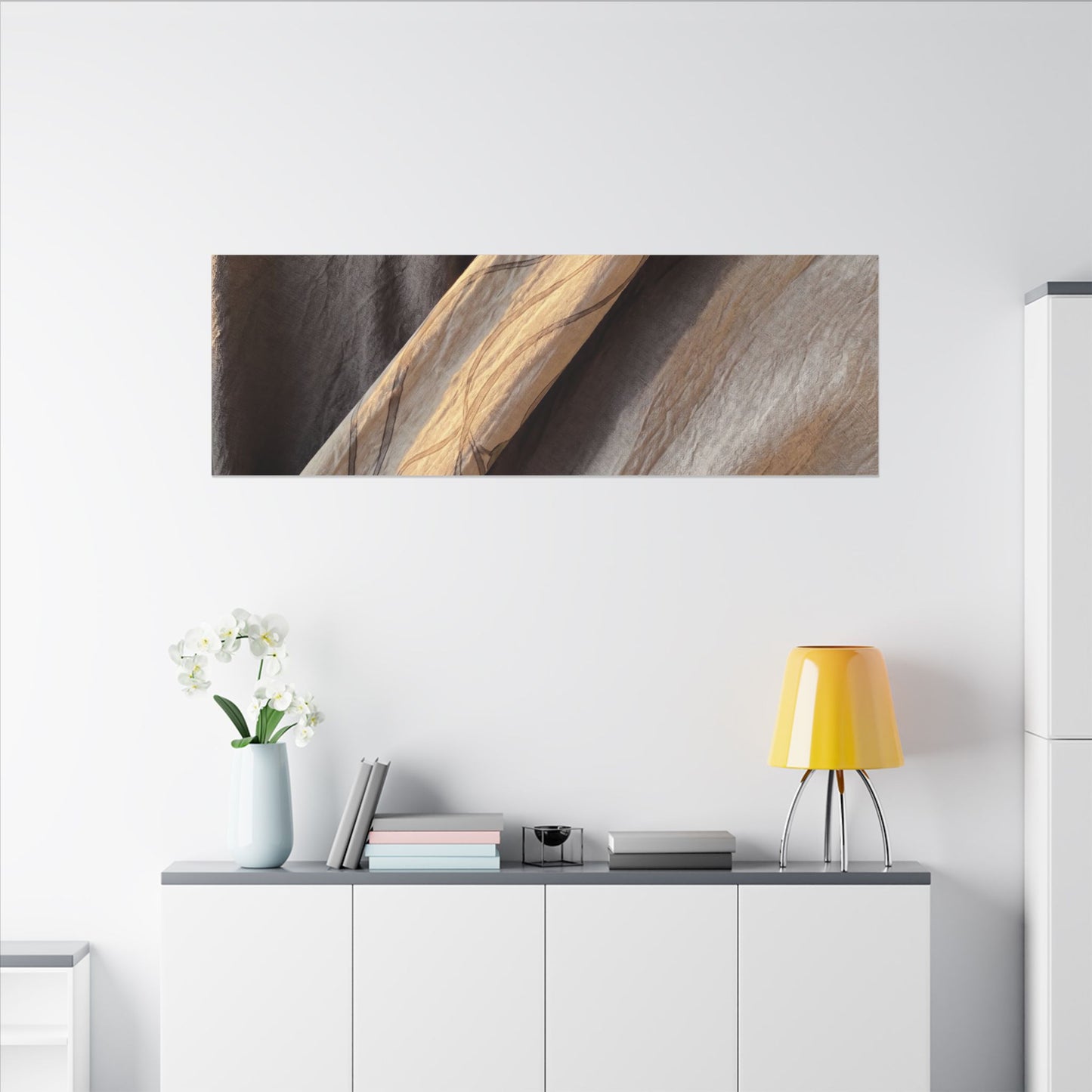 Warm Silk Drape Canvas Art - Japanese Pattern Japandi