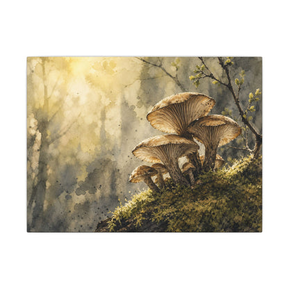 Wild Mushrooms Canvas Art | Spring Japandi Watercolor Art