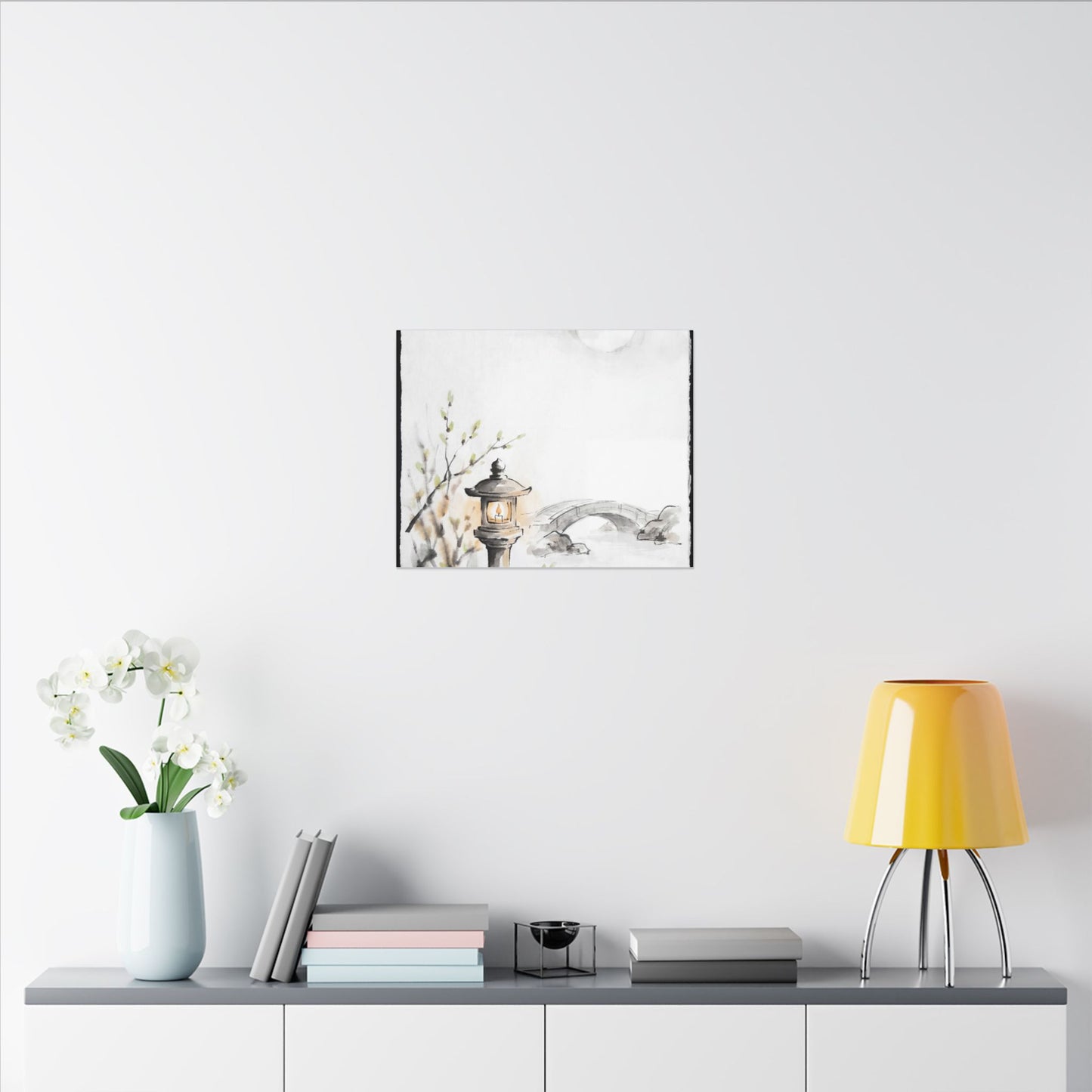 Moonlit Garden Spring Canvas Art | Zen Contemplative Design