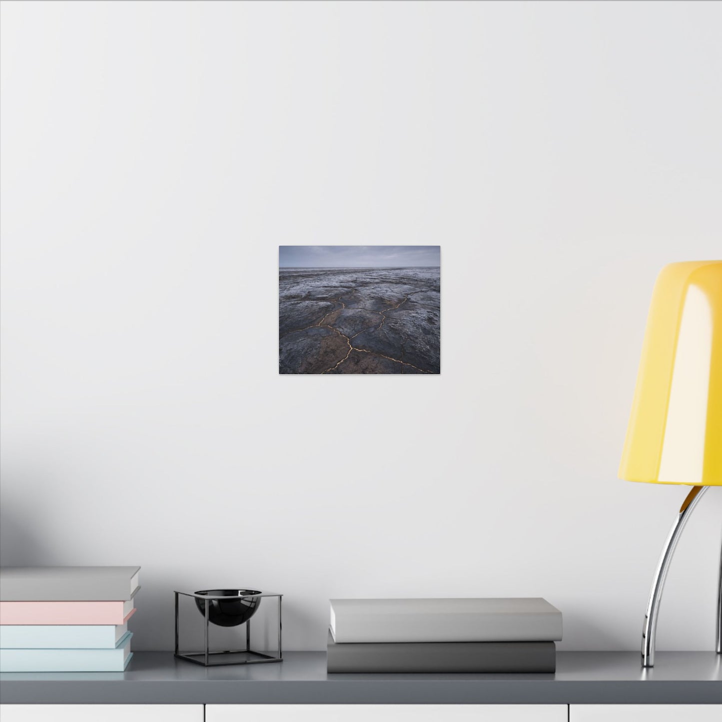 Dark Japandi Cracked Earth in Overcast | Dark Texture Canvas Art
