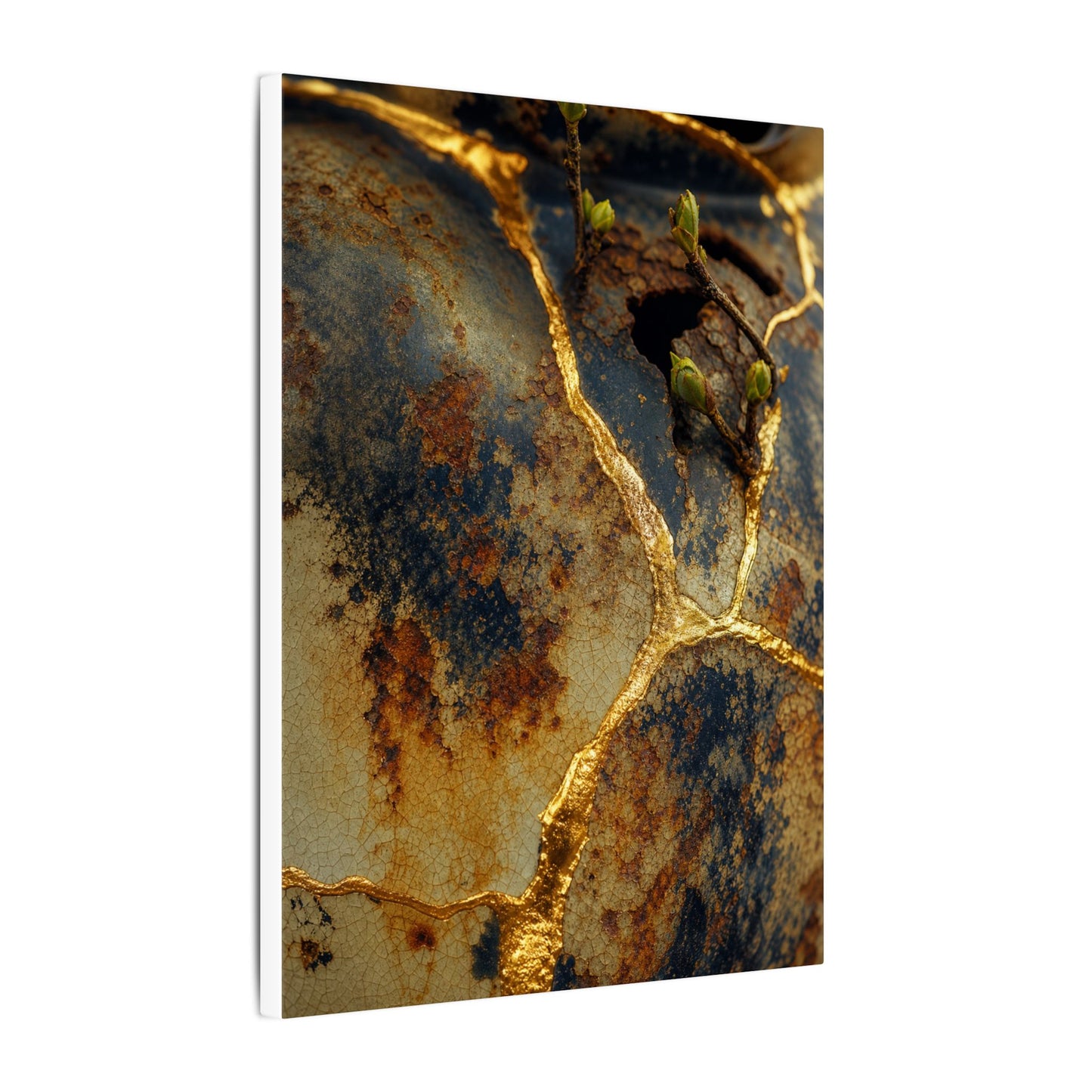 Datsuzoku Rust Patina Canvas Art - Kintsugi Crackle Gold