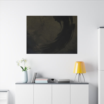 Seijaku Ink Brushstroke Canvas Art - Dark Japandi Moody Minimal