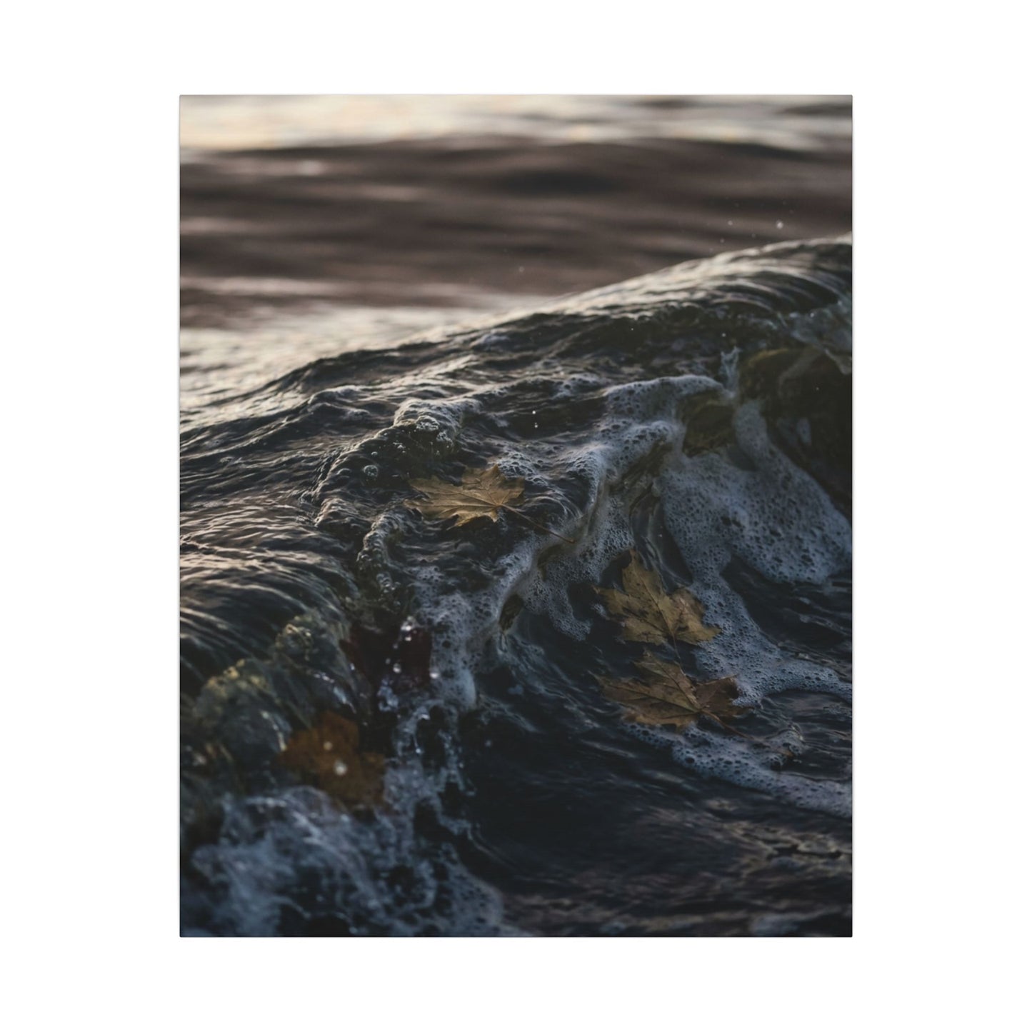 Dark Japandi Ocean Wave in Dawn | Moody Minimal Canvas Art