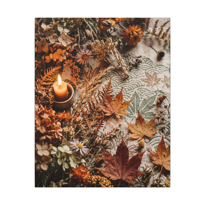 Candlelight Dried Flowers Canvas Art - Japandi Seijaku