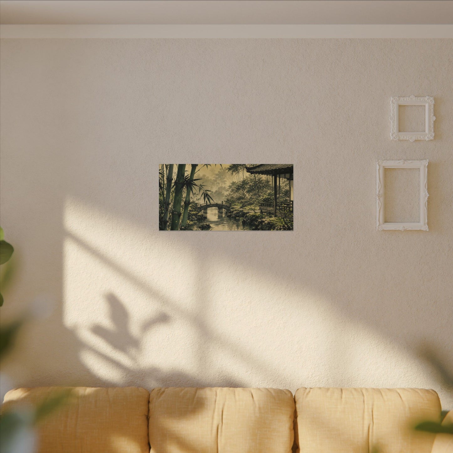 Moonlit Garden Sumi E Canvas Art | Calm Zen Art