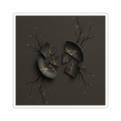 Bold Broken Pottery Sticker - Charcoal Ink Dark Japandi