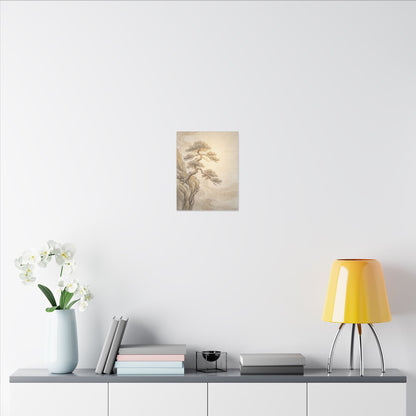 Winter Pine Tree Japanese Pattern Canvas Art | Elegant Decor