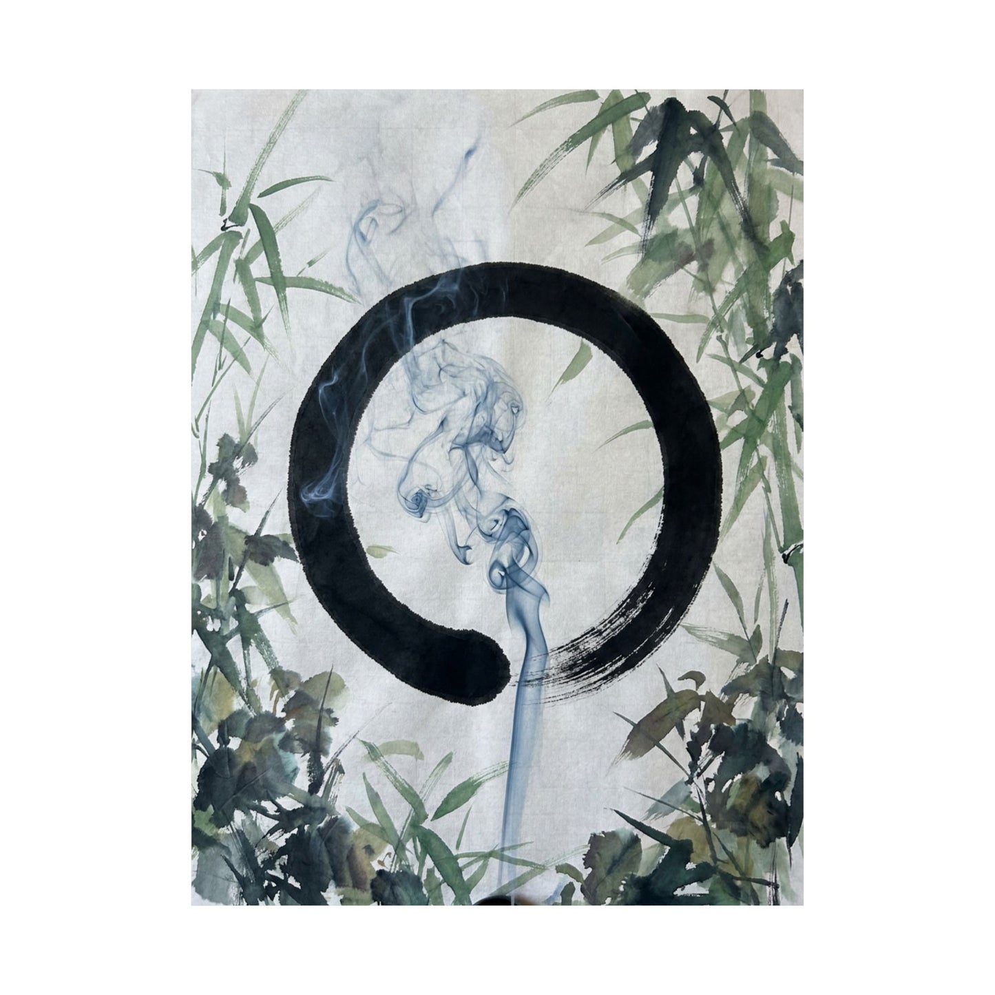 Moonlight Incense Smoke Wall Art Print - Zen Mono No Aware