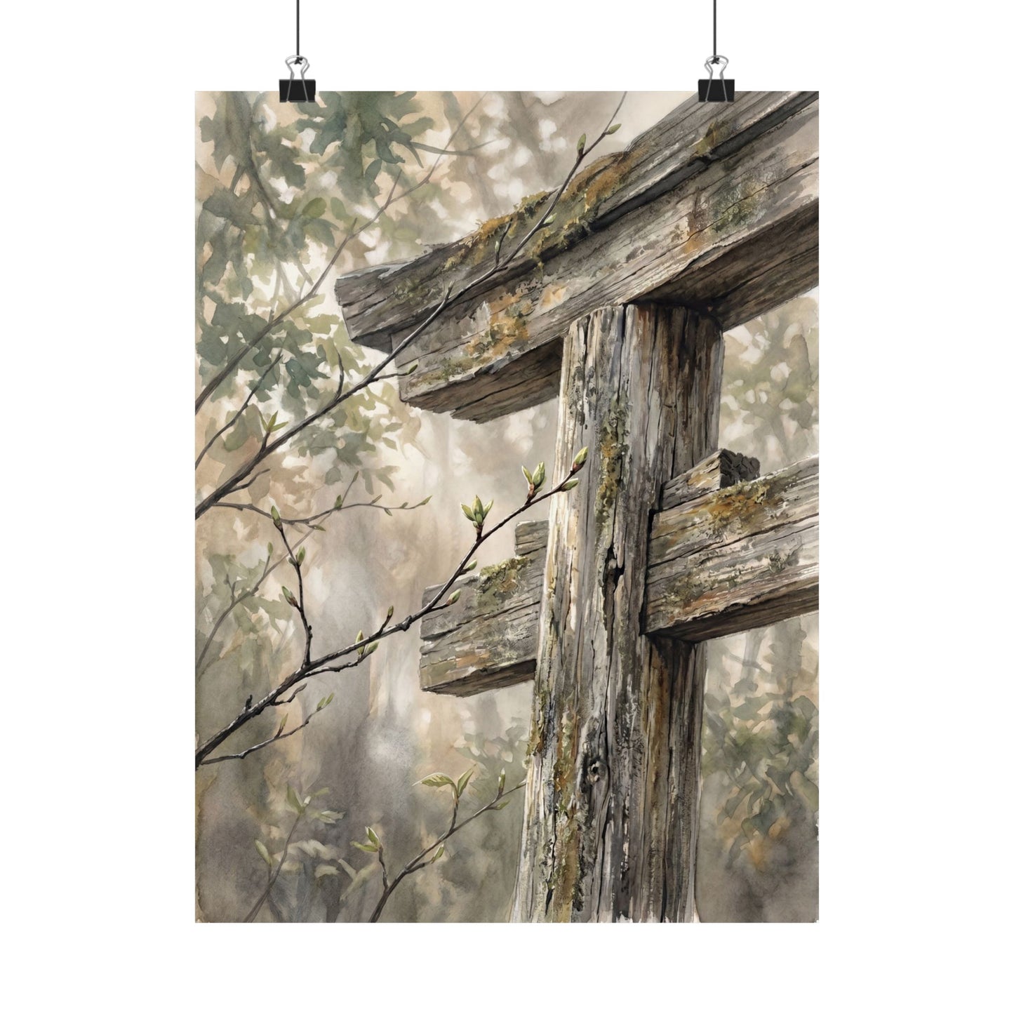 Torii Gate Spring Wall Art Print | Japandi Neutral Design