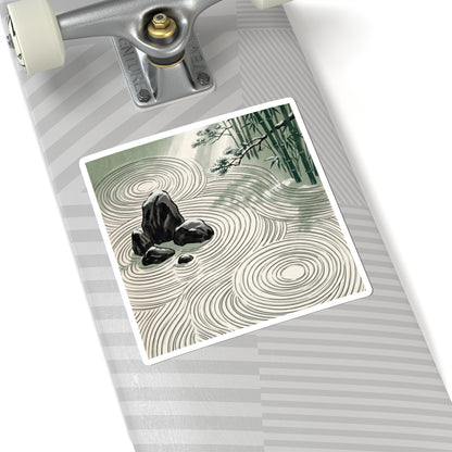 Calm Rock Garden Sticker - Ukiyo E Inspired Zen