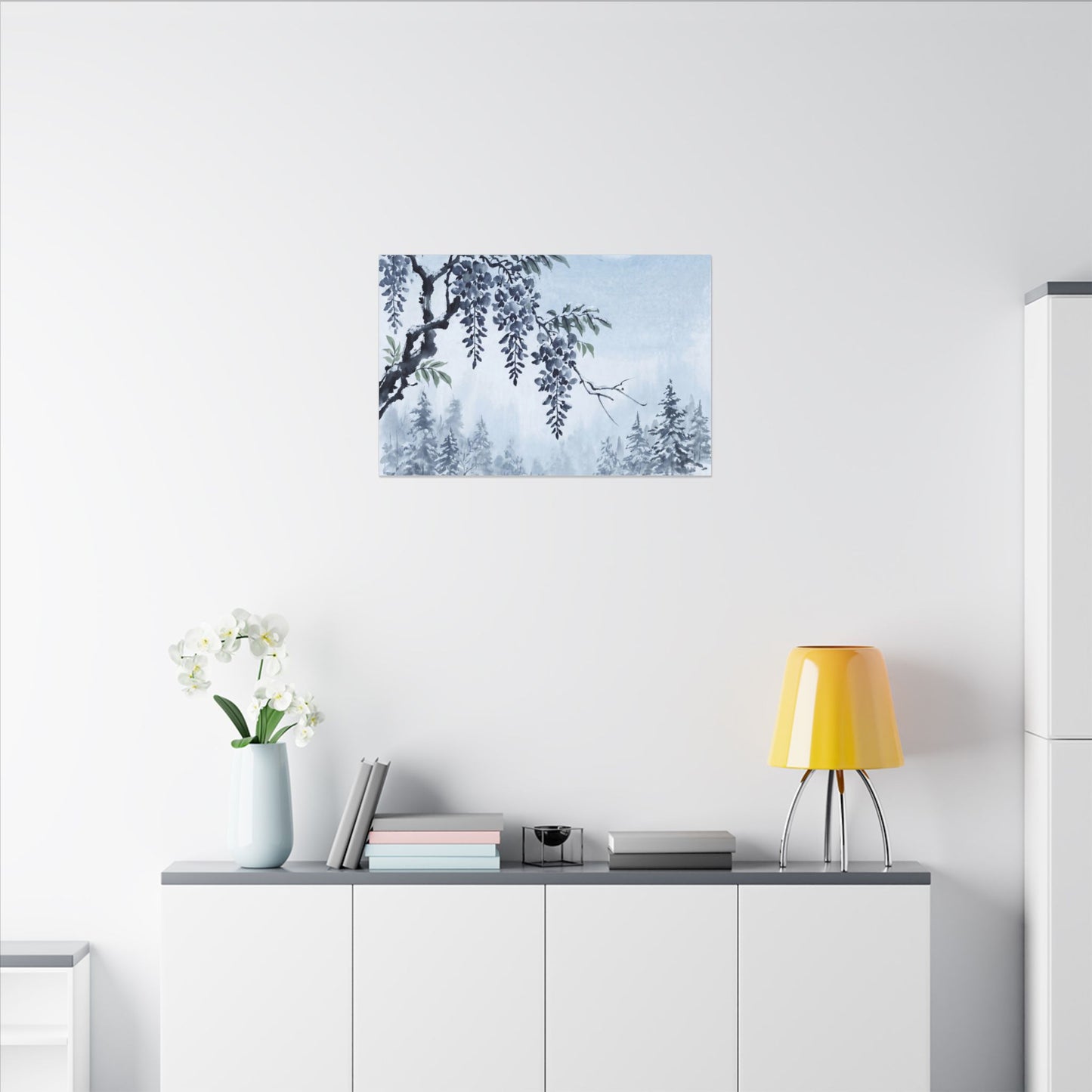 Seijaku Wisteria Canvas Art - Zen Sumi E