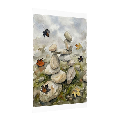 Overcast River Stones Canvas Art - Japandi Fukinsei