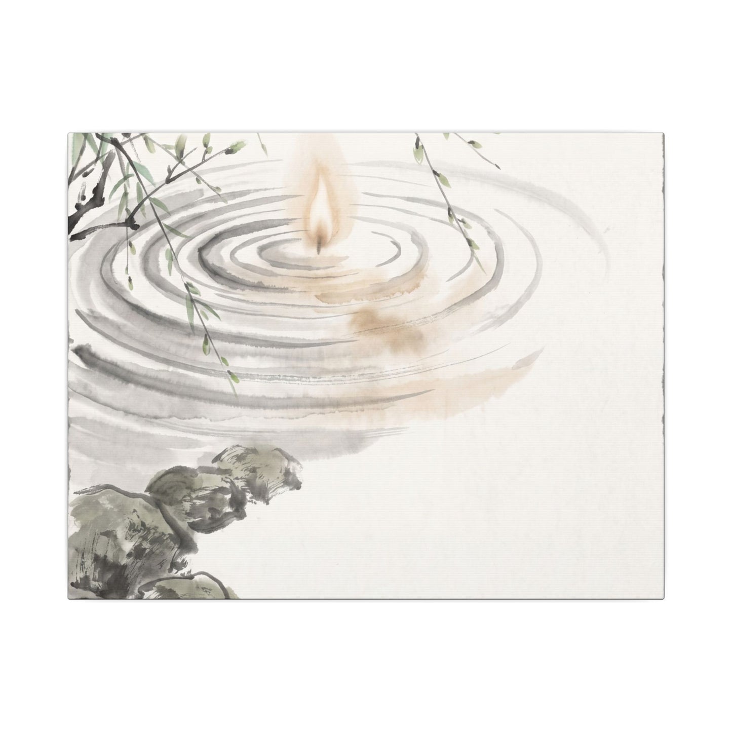 Water Ripple Sumi E Canvas Art | Tranquil Zen Art