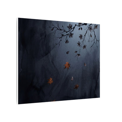 Autumn Cherry Blossom Charcoal Ink Canvas Art | Atmospheric Decor