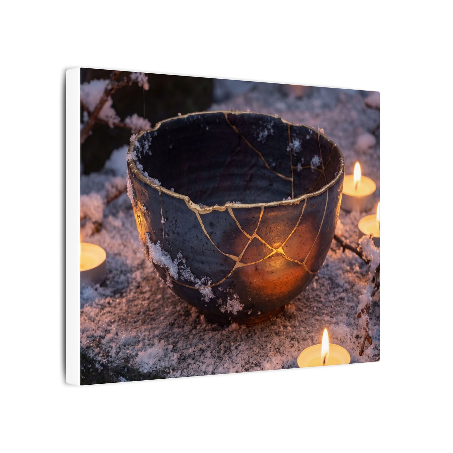 Ceramic Bowl Gold Repair Canvas Art | Beautiful Kintsugi Art