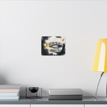 Winter Wooden Bridge Enso Canvas Art | Serene Decor