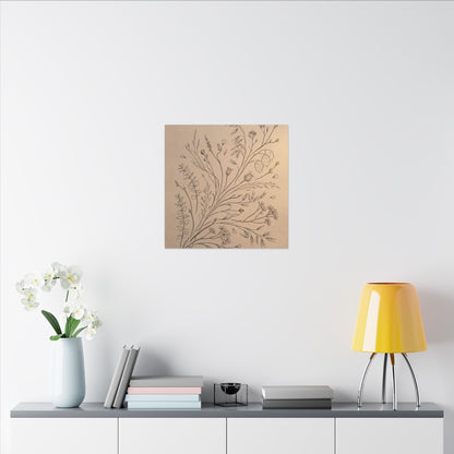 Dried Flowers Canvas Art | Spring Japandi Minimal Line Art