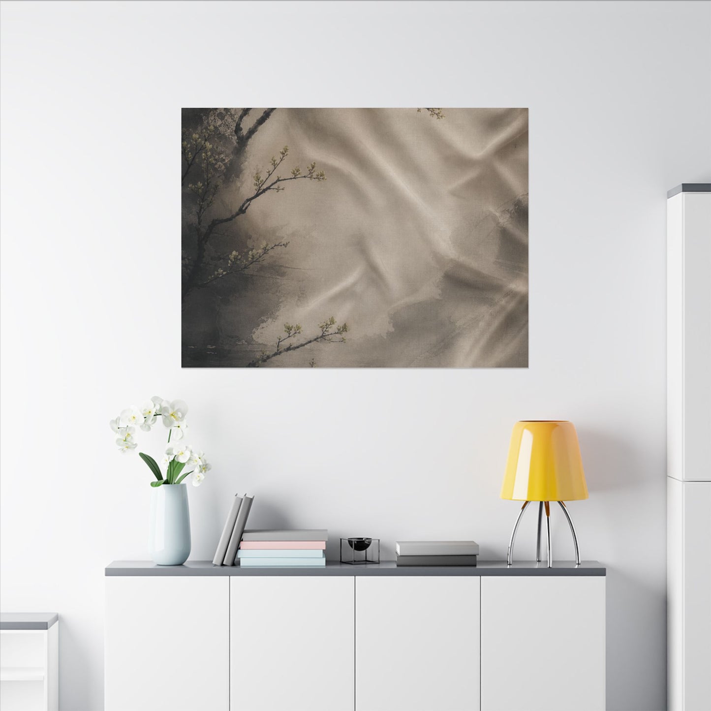 Silk Drape Canvas Art | Spring Japandi Japanese Pattern Art