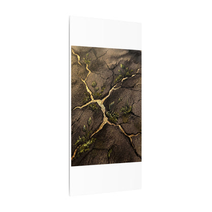 Spring Cracked Earth Charcoal Ink Canvas Art | Luxurious Decor