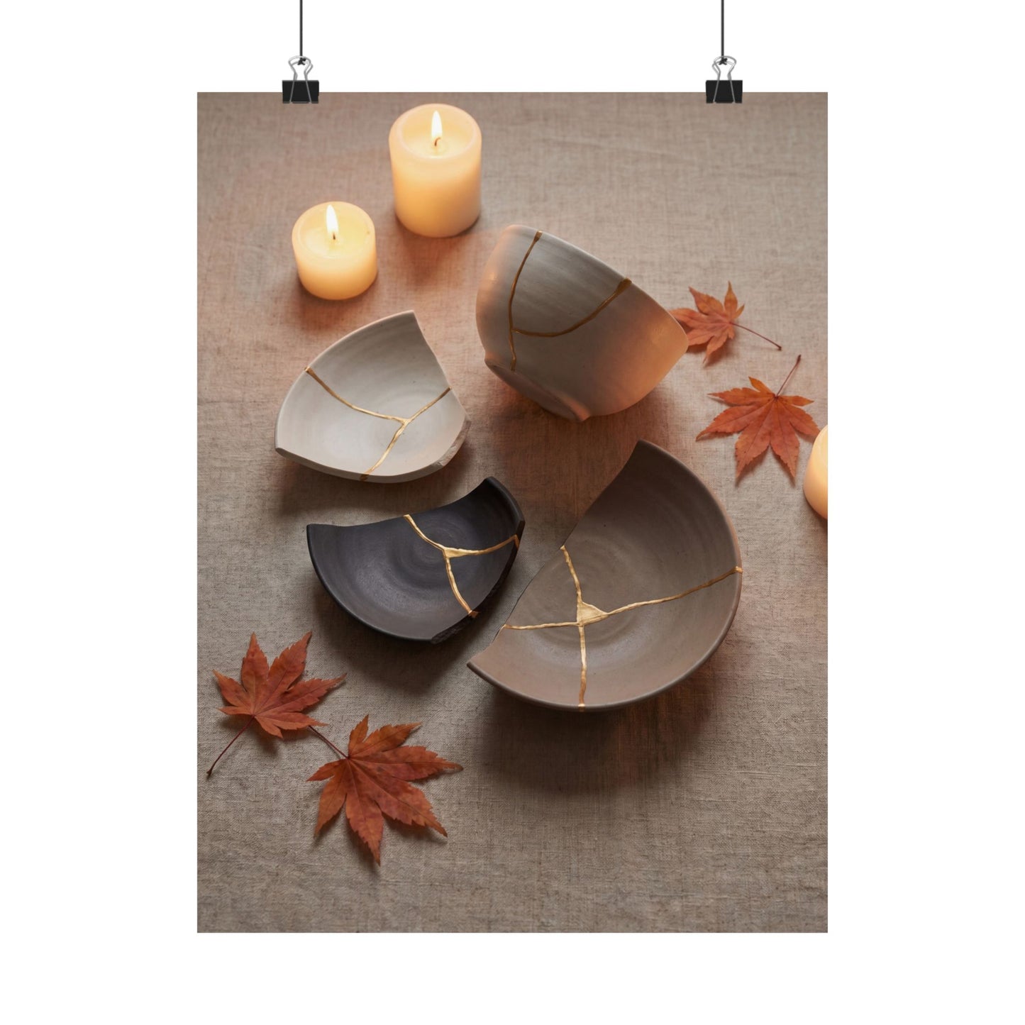 Broken Pottery Autumn Wall Art Print | Japandi Neutral Design Art Print