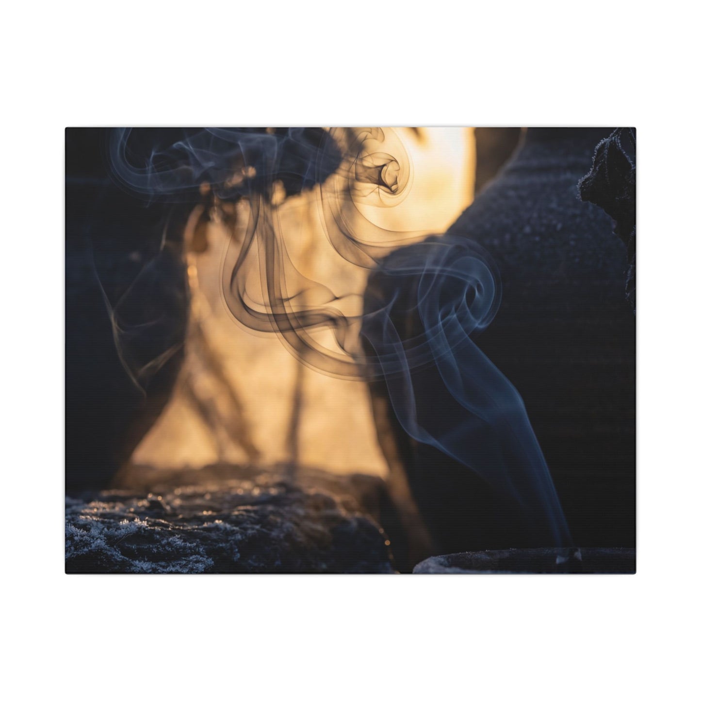 Incense Smoke Canvas Art | Winter Dark Japandi Shadow Zen Art Art Print