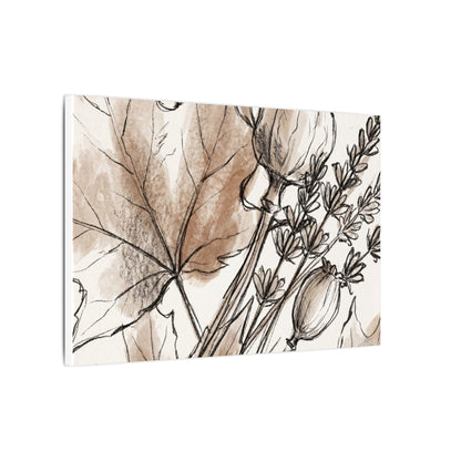 Neutral Dried Flowers Canvas Art - Minimal Line Japandi