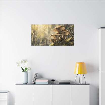 Wild Mushrooms Canvas Art | Spring Japandi Watercolor Art