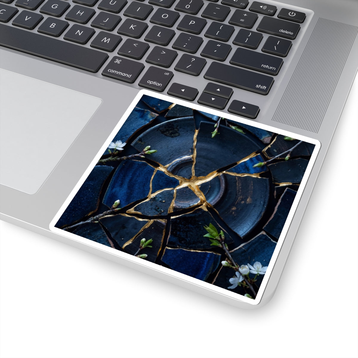Kintsugi Broken Pottery in Moonlight | Gold Vein Sticker Art Print