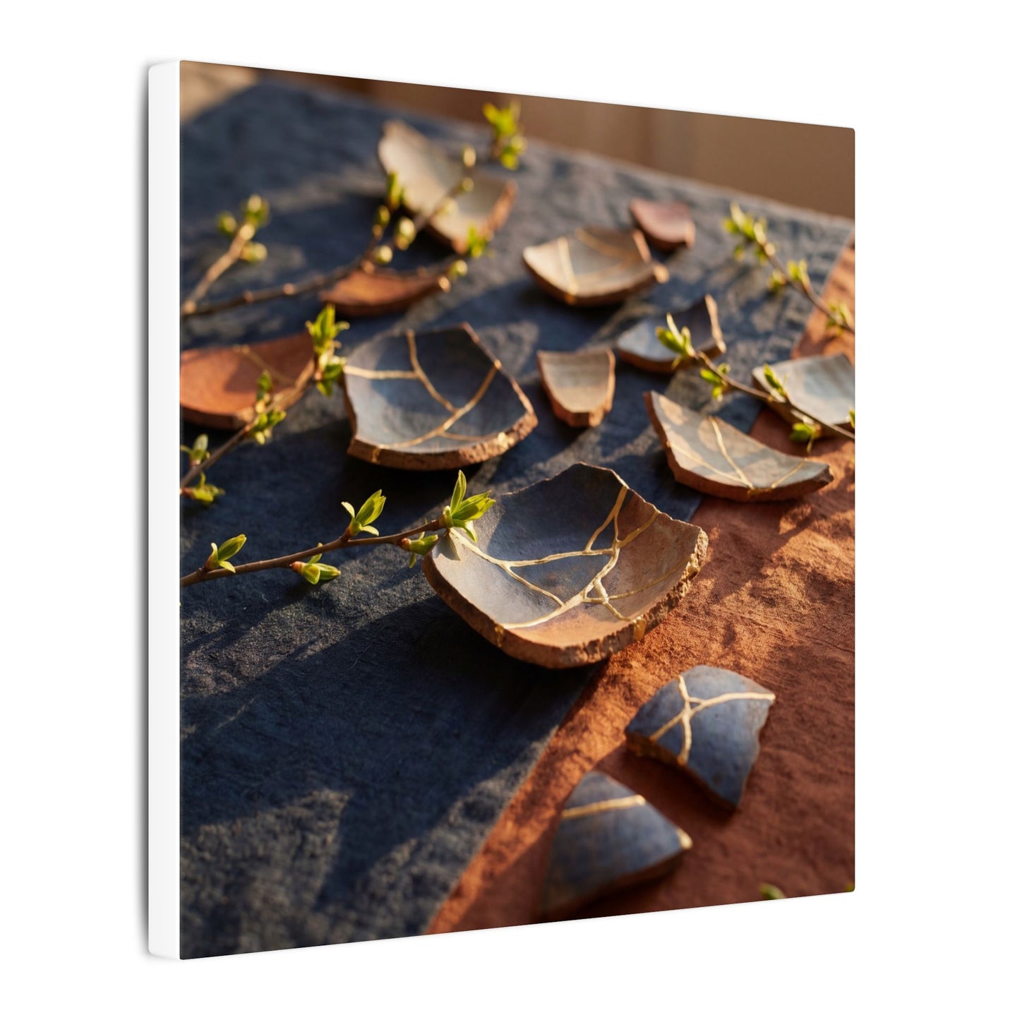 Spring Broken Pottery Gold Vein Canvas Art | Philosophical Decor