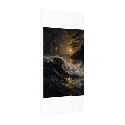 Ocean Wave Dark Texture Canvas Art | Bold Dark Japandi Art