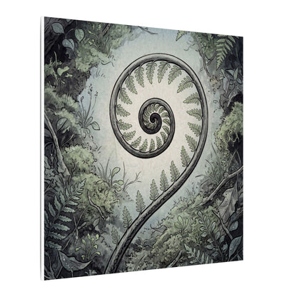 Zen Fern Unfurling in Dawn | Ukiyo E Inspired Canvas Art
