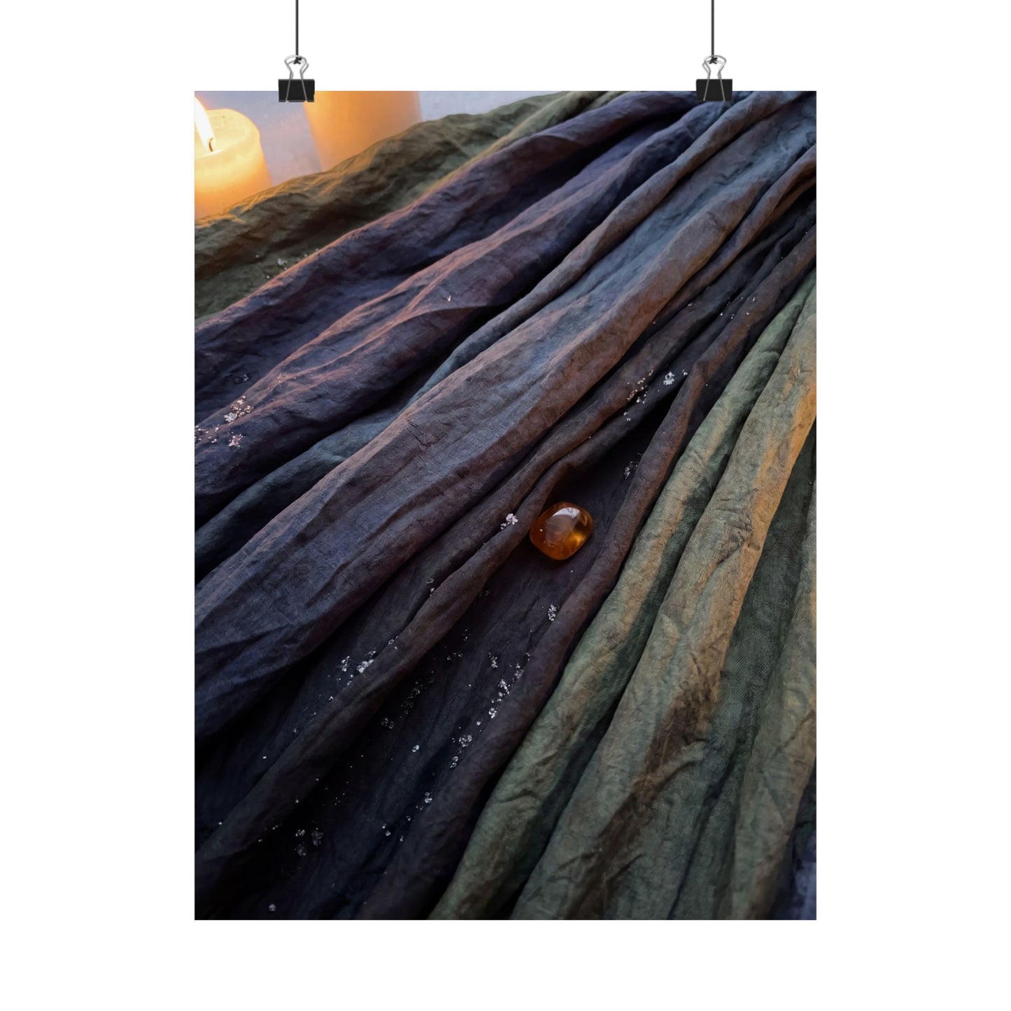 Dark Japandi Silk Drape in Candlelight | Shadow Zen Wall Art Print