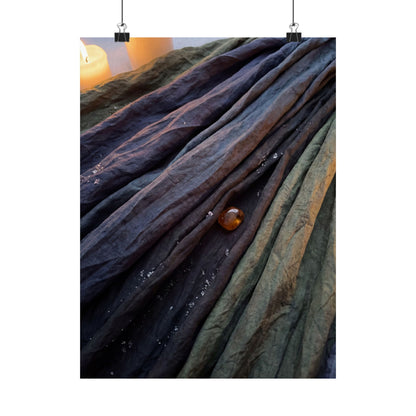 Dark Japandi Silk Drape in Candlelight | Shadow Zen Wall Art Print