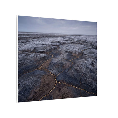 Dark Japandi Cracked Earth in Overcast | Dark Texture Canvas Art