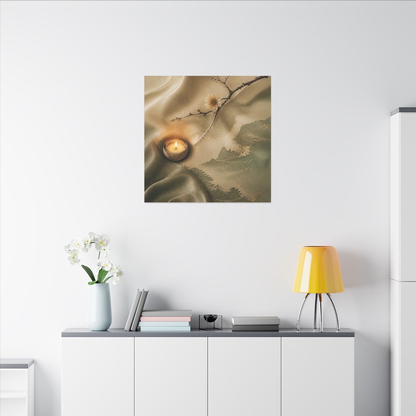 Silk Drape Japanese Pattern Canvas Art | Warm Japandi Art