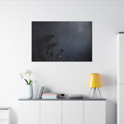 Dried Flowers Spring Canvas Art | Dark Japandi Moody Design
