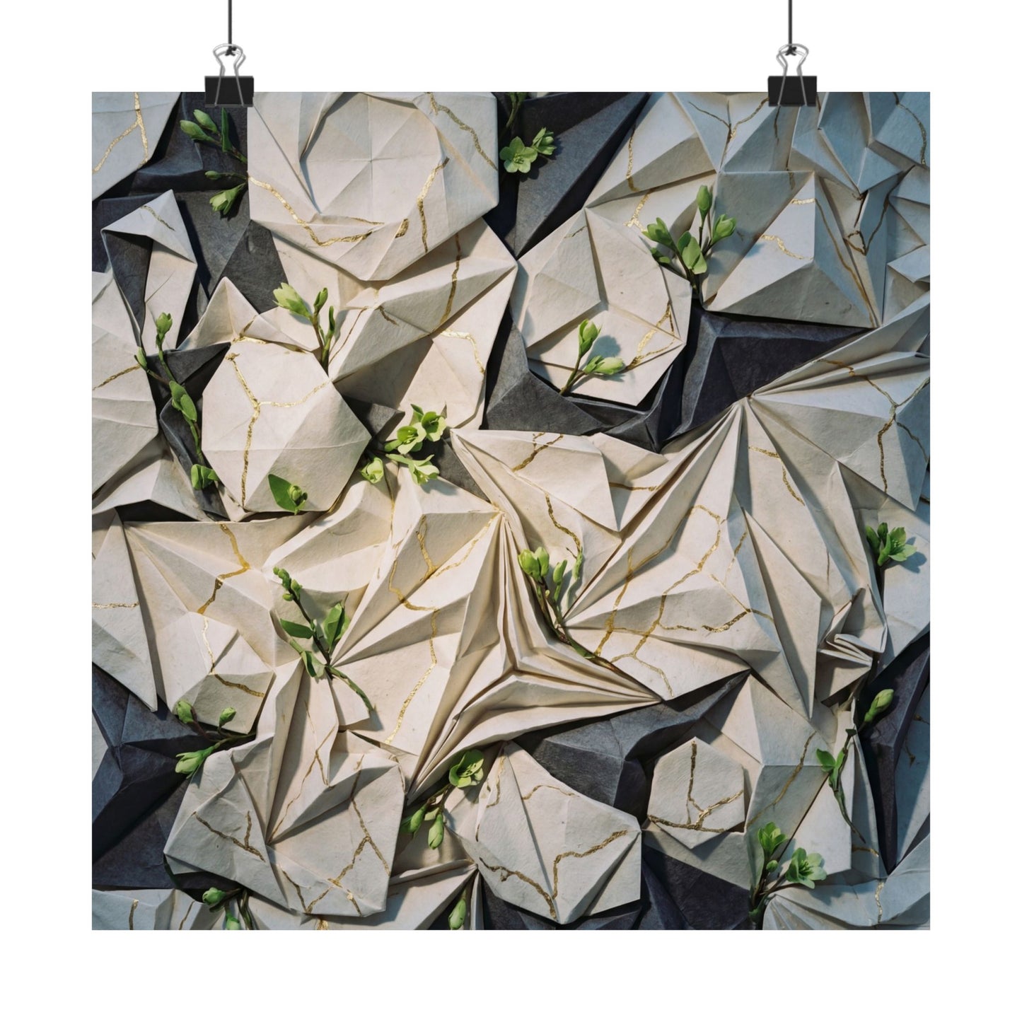 Paper Fold Gold Vein Wall Art Print | Resilient Kintsugi Art Art Print