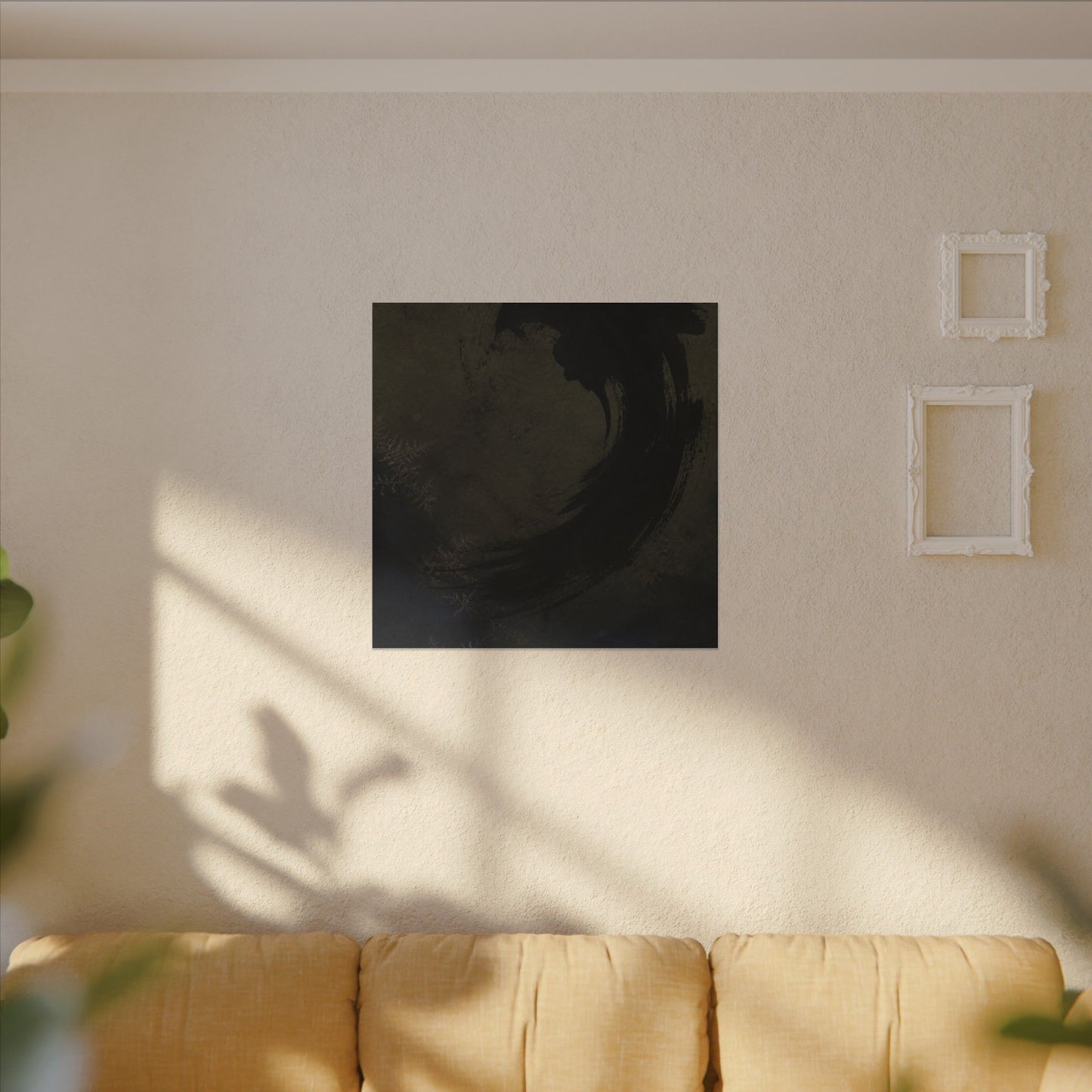 Seijaku Ink Brushstroke Canvas Art - Dark Japandi Moody Minimal