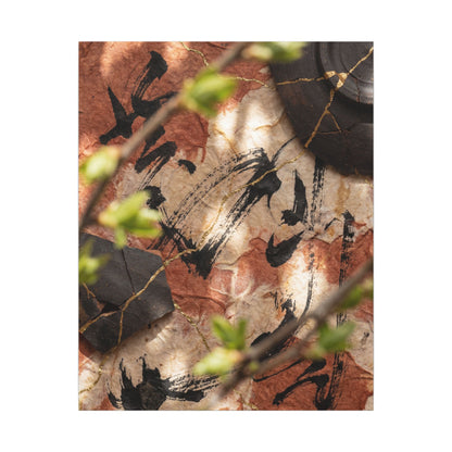 Datsuzoku Ink Brushstroke Canvas Art - Kintsugi Gold Repair