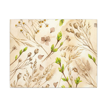 Spring Dried Flowers Watercolor Canvas Art | Earthy Decor