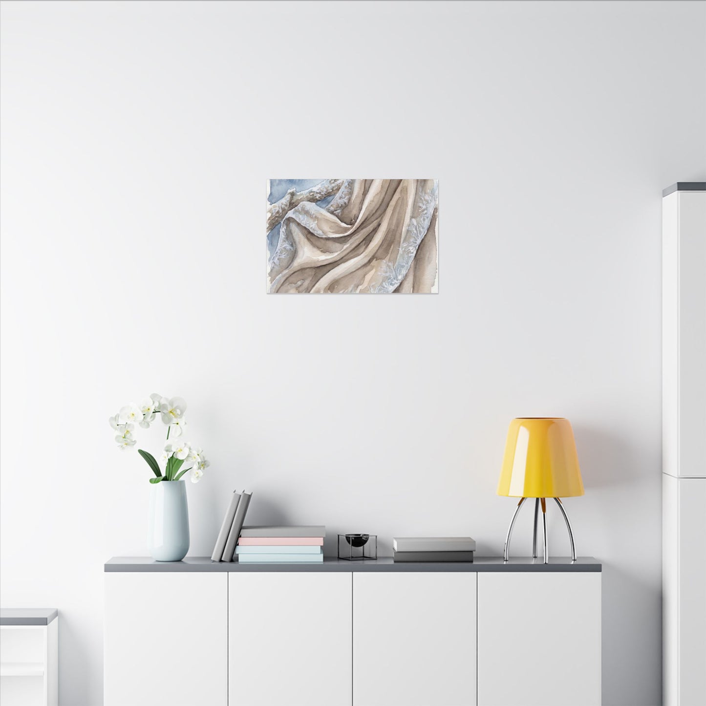 Silk Drape Winter Canvas Art | Japandi Cozy Design