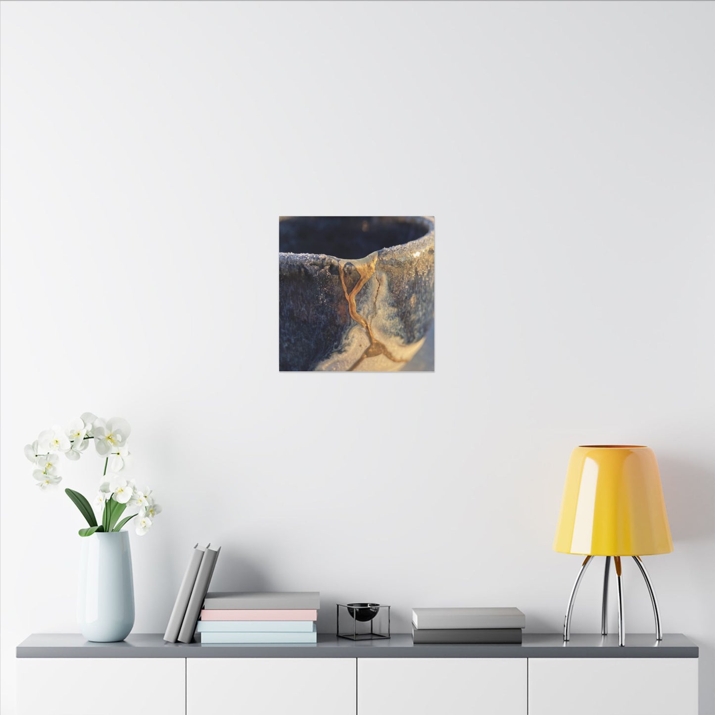 Winter Ceramic Bowl Gold Vein Canvas Art | Healing Decor