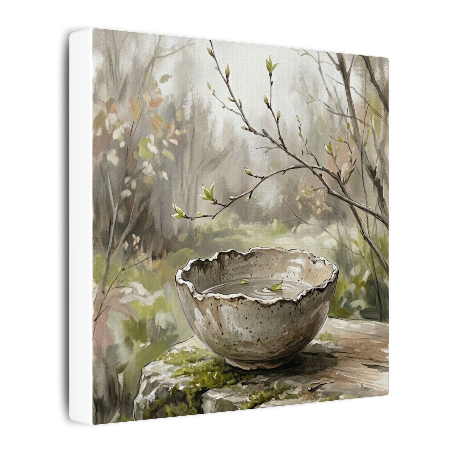 Japandi Ceramic Bowl in Overcast | Minimal Line Canvas Art