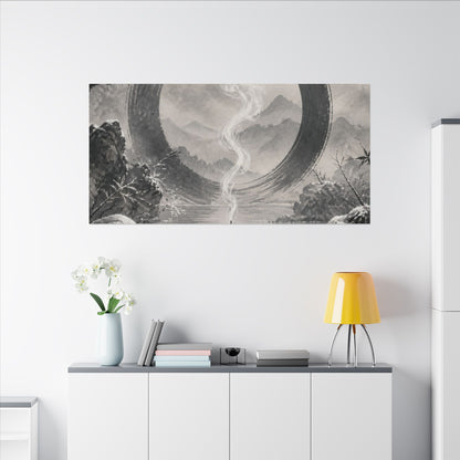 Incense Smoke Canvas Art | Winter Zen Sumi E Art