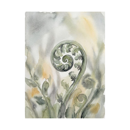 Fern Unfurling Watercolor Wall Art Print | Earthy Japandi Art